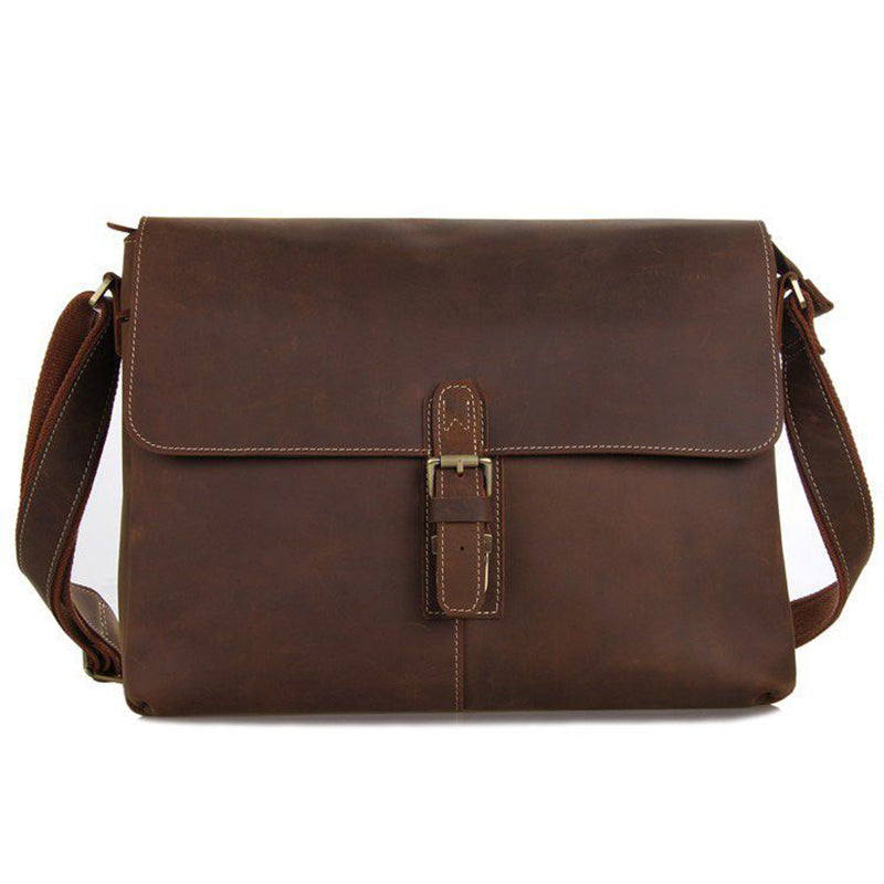 Vintage Leather Messenger Bag Full Grain Leather Shoulder Bag Mens Leather Satchel Bag RockCow Leather Studio