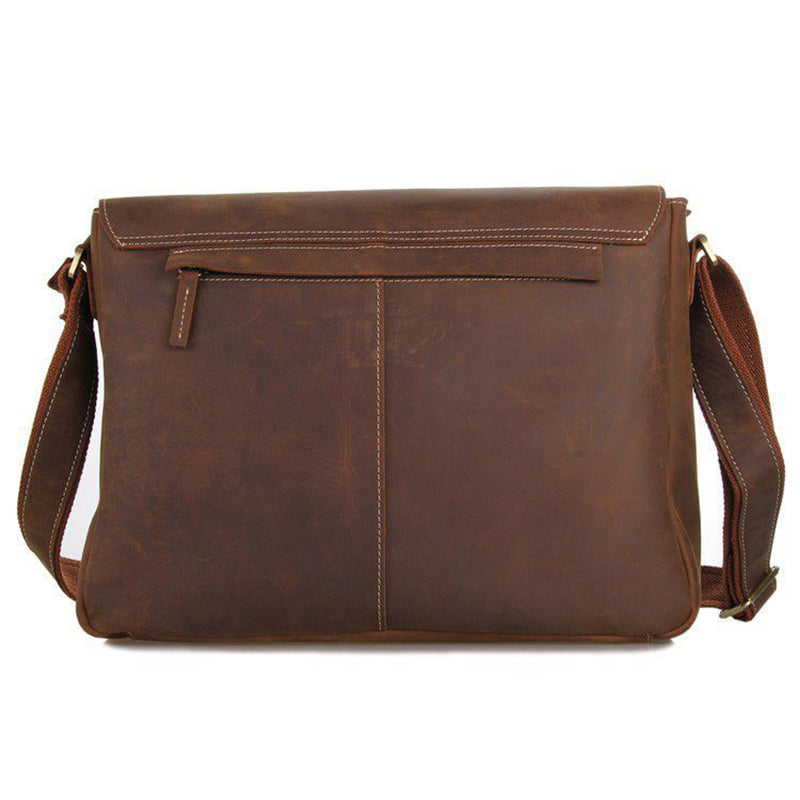 Vintage Leather Messenger Bag Full Grain Leather Shoulder Bag Mens Leather Satchel Bag RockCow Leather Studio