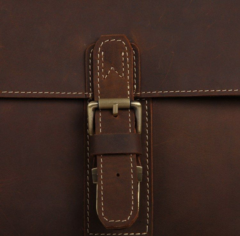 Vintage Leather Messenger Bag Full Grain Leather Shoulder Bag Mens Leather Satchel Bag RockCow Leather Studio