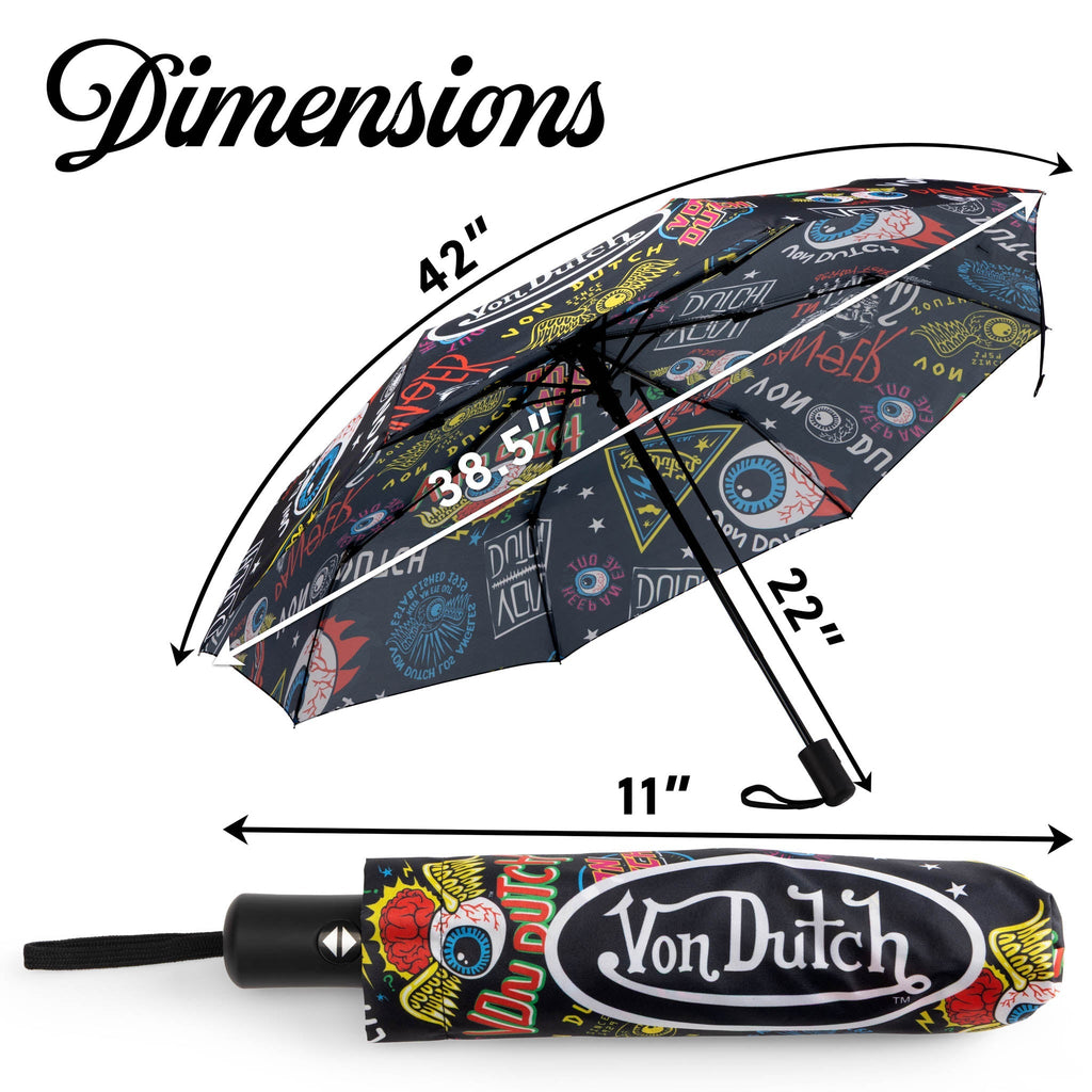 Jax Black Compact Automatic Umbrella, Strong & Portable Travellty