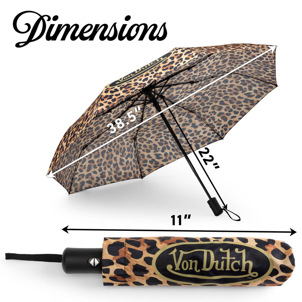 Leopard Compact Automatic Umbrella, Strong & Portable Travellty