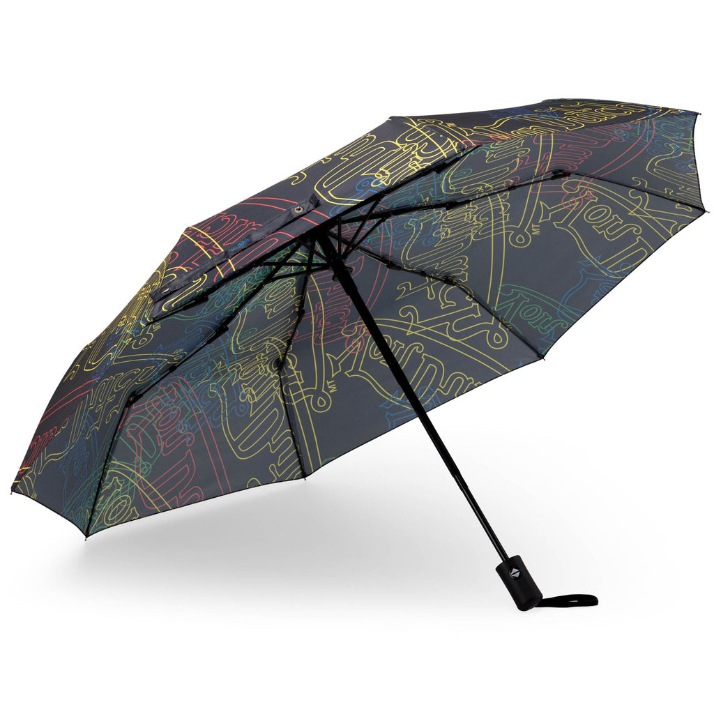 Neon Logo Compact Automatic Umbrella, Strong & Portable Travellty