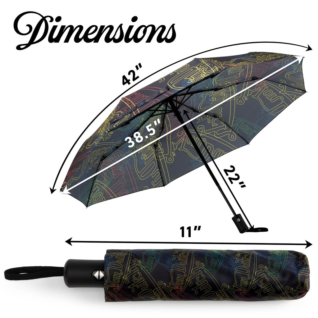 Neon Logo Compact Automatic Umbrella, Strong & Portable Travellty