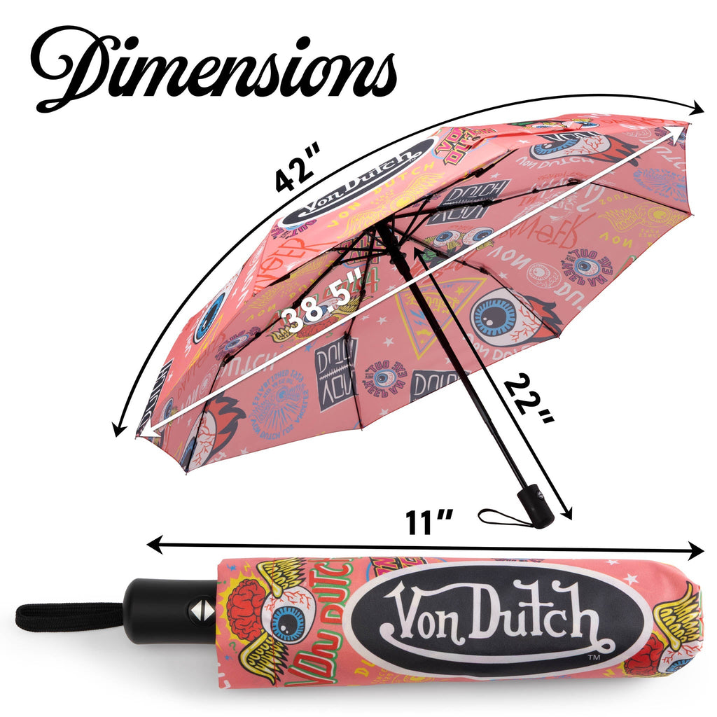 Pink Jax Compact Automatic Umbrella, Strong & Portable Travellty