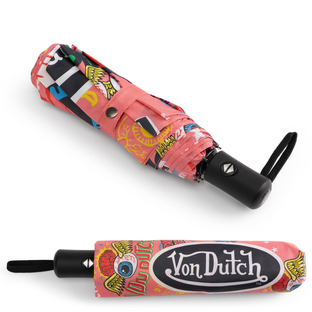 Pink Jax Compact Automatic Umbrella, Strong & Portable Travellty