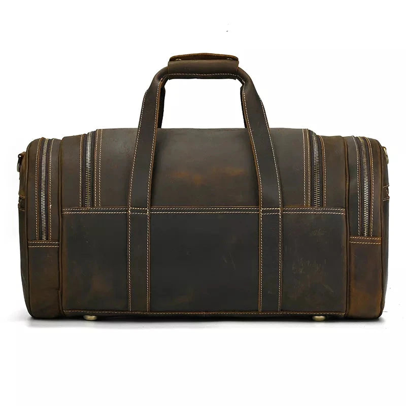 The Wainwright Weekender | Round Vintage Leather Weekender STEEL HORSE LEATHER