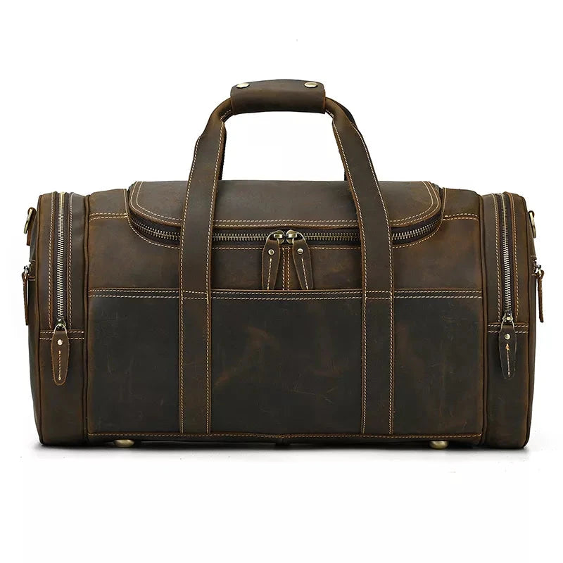 The Wainwright Weekender | Round Vintage Leather Weekender STEEL HORSE LEATHER