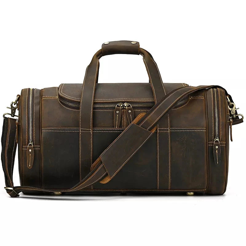 The Wainwright Weekender | Round Vintage Leather Weekender STEEL HORSE LEATHER