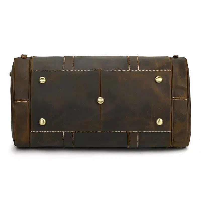 The Wainwright Weekender | Round Vintage Leather Weekender STEEL HORSE LEATHER