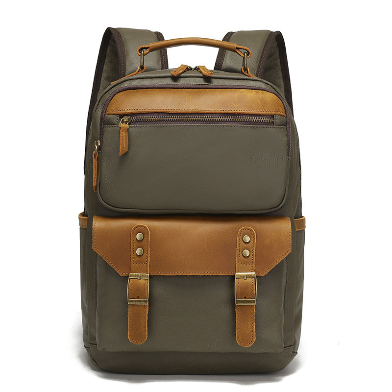Waterproof Canvas Leather Backpack Large Travel School Bag Mens Laptop Rucksack Unisex Hiking College Backpack RockCow Leather Studio