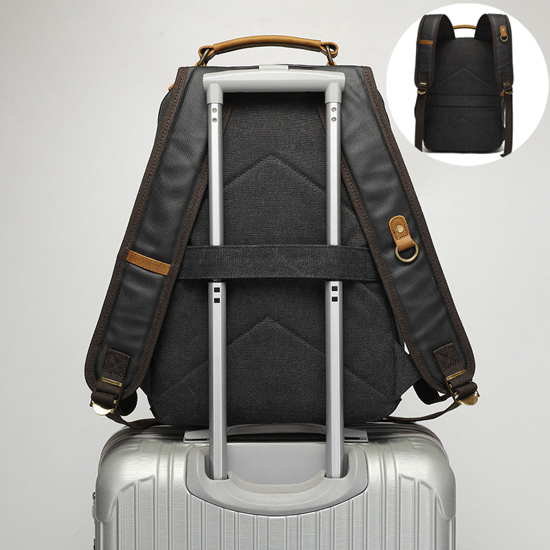 Waterproof Canvas Leather Backpack Large Travel School Bag Mens Laptop Rucksack Unisex Hiking College Backpack RockCow Leather Studio