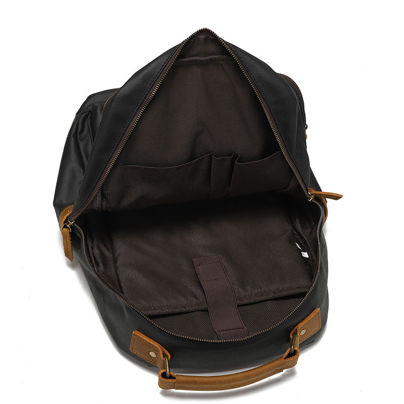 Waterproof Canvas Leather Backpack Large Travel School Bag Mens Laptop Rucksack Unisex Hiking College Backpack RockCow Leather Studio