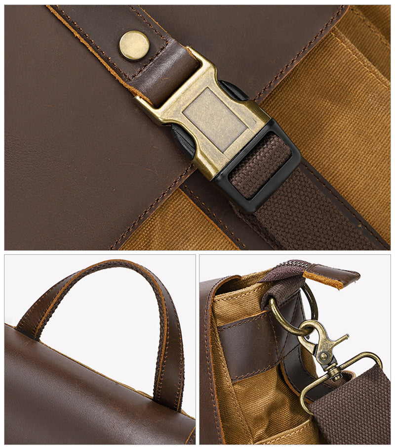 Waterproof Waxed Canvas Camera Bag Canvas With Leather DSLR Camera Bag Canvas Shoulder Messenger Bag RockCow Leather Studio