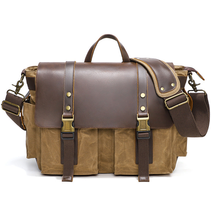 Waterproof Waxed Canvas Camera Bag Canvas With Leather DSLR Camera Bag Canvas Shoulder Messenger Bag RockCow Leather Studio