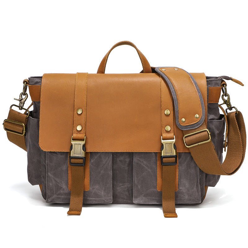 Waterproof Waxed Canvas Camera Bag Canvas With Leather DSLR Camera Bag Canvas Shoulder Messenger Bag RockCow Leather Studio