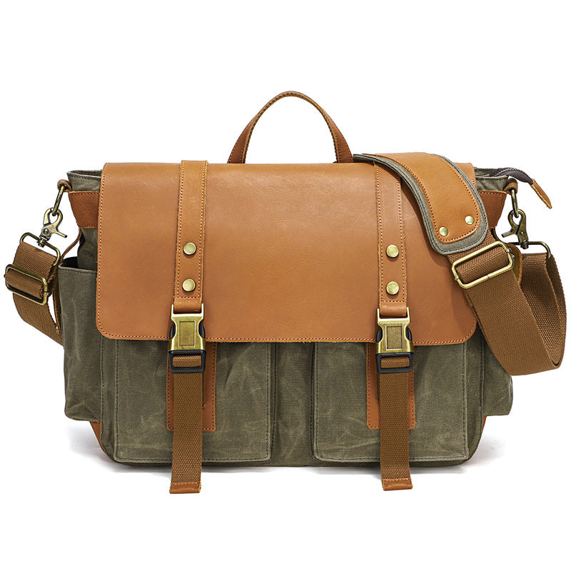 Waterproof Waxed Canvas Camera Bag Canvas With Leather DSLR Camera Bag Canvas Shoulder Messenger Bag RockCow Leather Studio