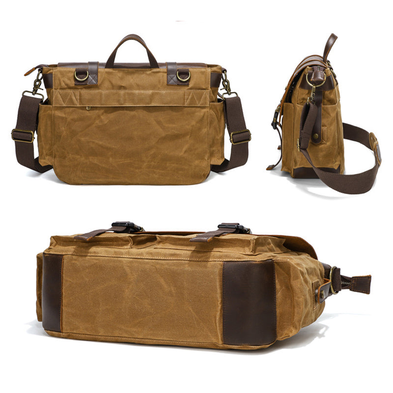 Waterproof Waxed Canvas Camera Bag Canvas With Leather DSLR Camera Bag Canvas Shoulder Messenger Bag RockCow Leather Studio