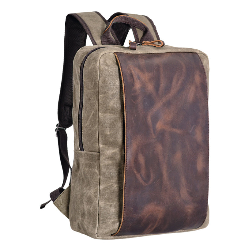 Waxed Canvas Backpack Handmade Waxed Canvas Rucksack School Backpack Mens Laptop Backpack Large Travel Backpack RockCow Leather Studio