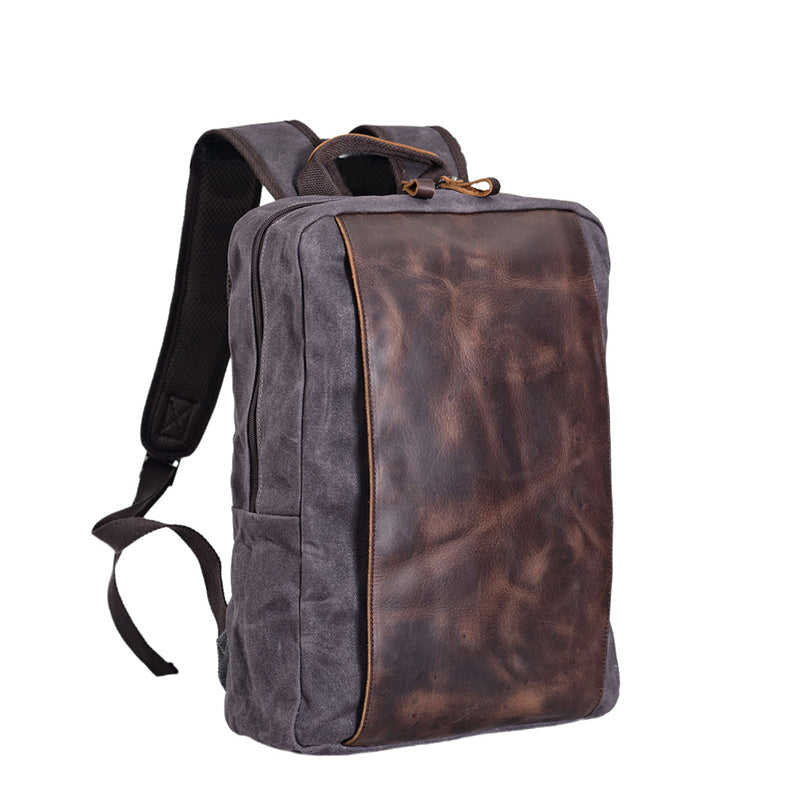 Waxed Canvas Backpack Handmade Waxed Canvas Rucksack School Backpack Mens Laptop Backpack Large Travel Backpack RockCow Leather Studio