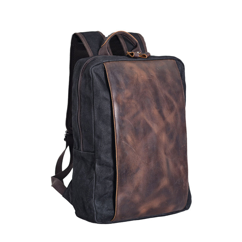 Waxed Canvas Backpack Handmade Waxed Canvas Rucksack School Backpack Mens Laptop Backpack Large Travel Backpack RockCow Leather Studio