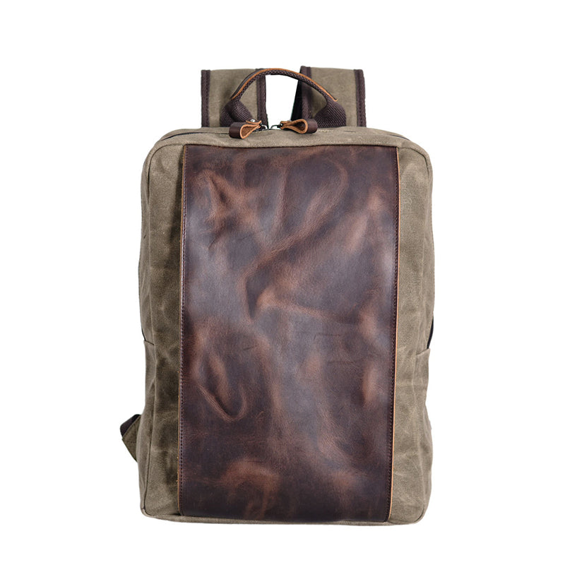 Waxed Canvas Backpack Handmade Waxed Canvas Rucksack School Backpack Mens Laptop Backpack Large Travel Backpack RockCow Leather Studio