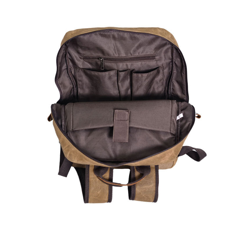 Waxed Canvas Backpack Handmade Waxed Canvas Rucksack School Backpack Mens Laptop Backpack Large Travel Backpack RockCow Leather Studio