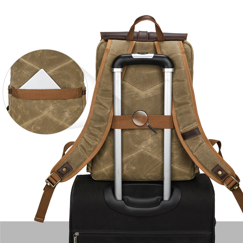 Waxed Canvas Backpack Large Travel Backpack Canvas School Rucksack Laptop Backpack Unisex Weekender Backpack RockCow Leather Studio