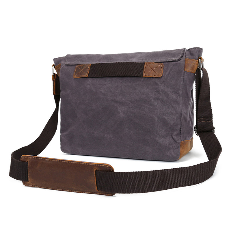 Waxed Canvas Crossbody Bag Canvas Messenger Bag Canvas Shoulder Bag Canvas Leather Satchel For Men RockCow Leather Studio