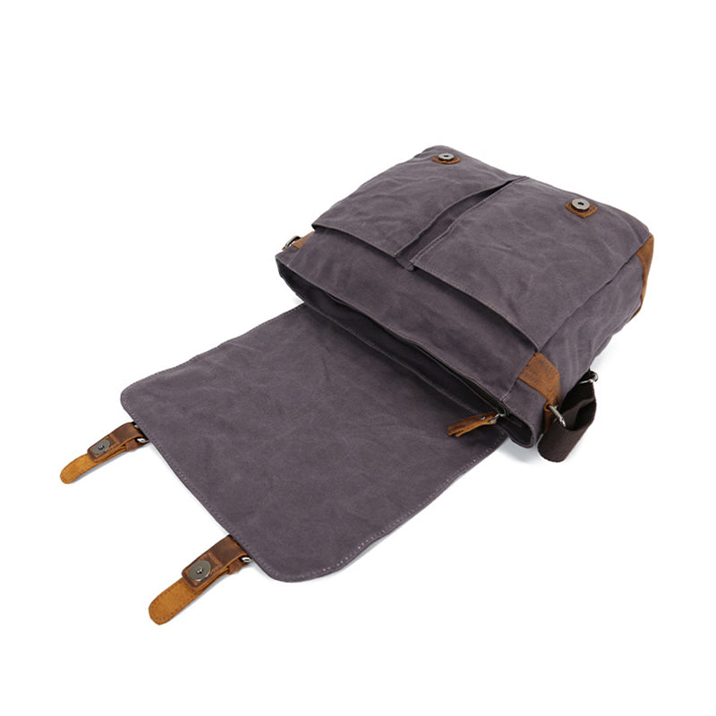 Waxed Canvas Crossbody Bag Canvas Messenger Bag Canvas Shoulder Bag Canvas Leather Satchel For Men RockCow Leather Studio