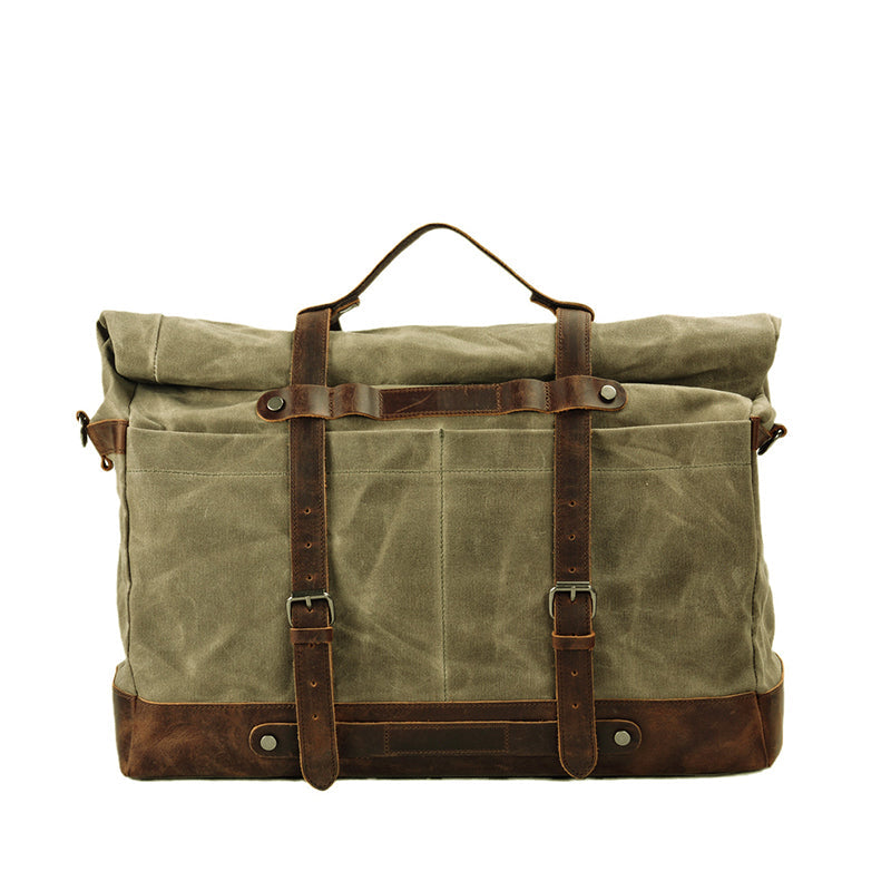 Waxed Canvas Duffel Bag Waterproof Canvas Travel Weekend Bag Carry on Weekender Overnight Bag For Mens RockCow Leather Studio