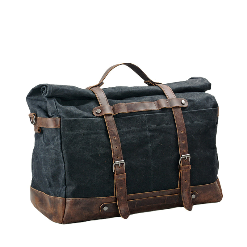 Waxed Canvas Duffel Bag Waterproof Canvas Travel Weekend Bag Carry on Weekender Overnight Bag For Mens RockCow Leather Studio