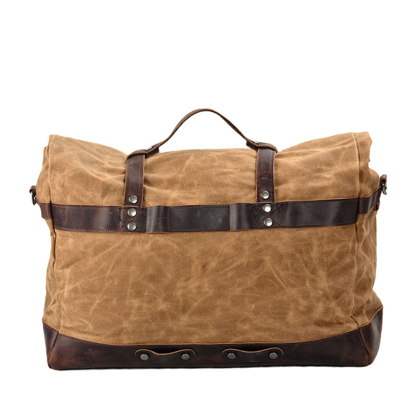 Waxed Canvas Duffel Bag Waterproof Canvas Travel Weekend Bag Carry on Weekender Overnight Bag For Mens RockCow Leather Studio