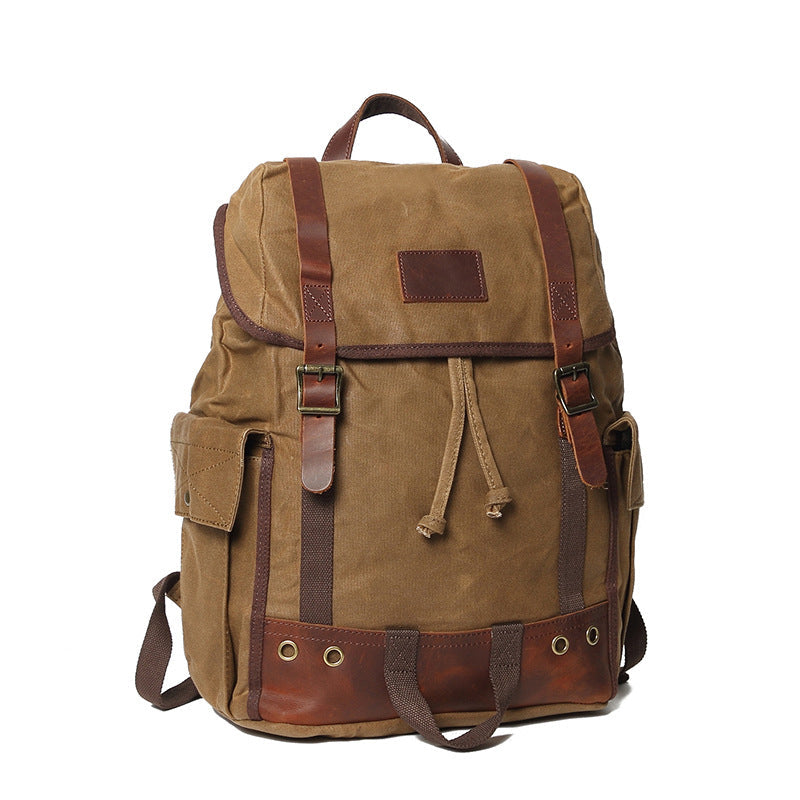 Waxed Canvas Laptop Backpack Flap Cover Canvas Travel Backpack Waterproof Canvas School Backpack Outdoor Backpack RockCow Leather Studio