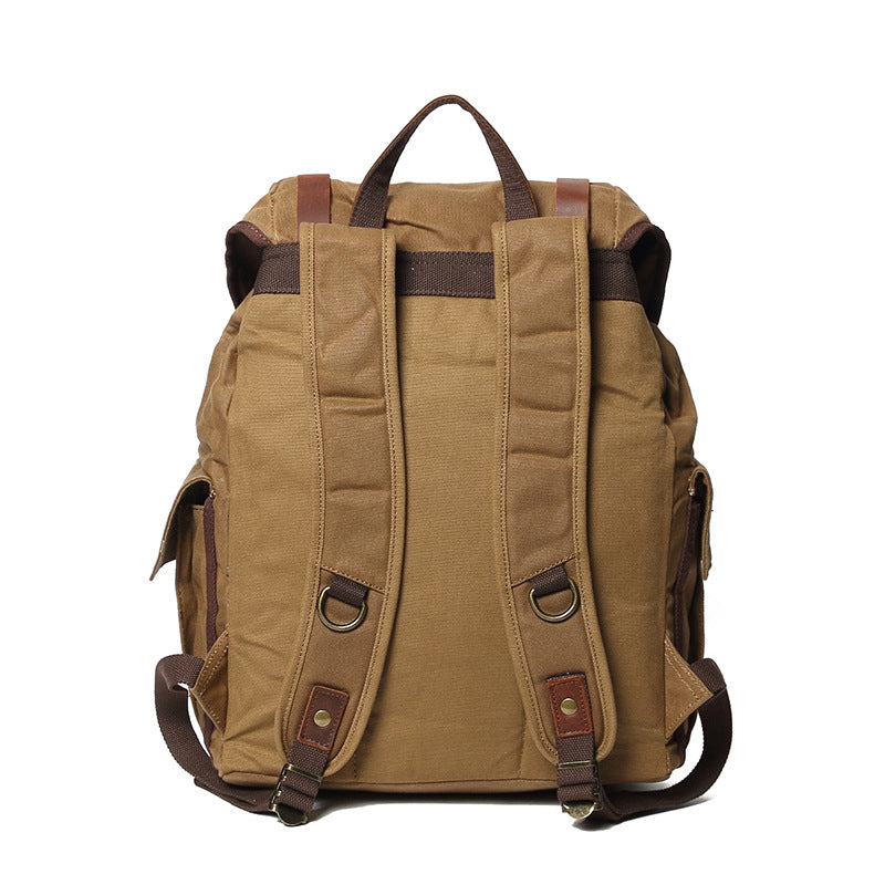 Waxed Canvas Laptop Backpack Flap Cover Canvas Travel Backpack Waterproof Canvas School Backpack Outdoor Backpack RockCow Leather Studio