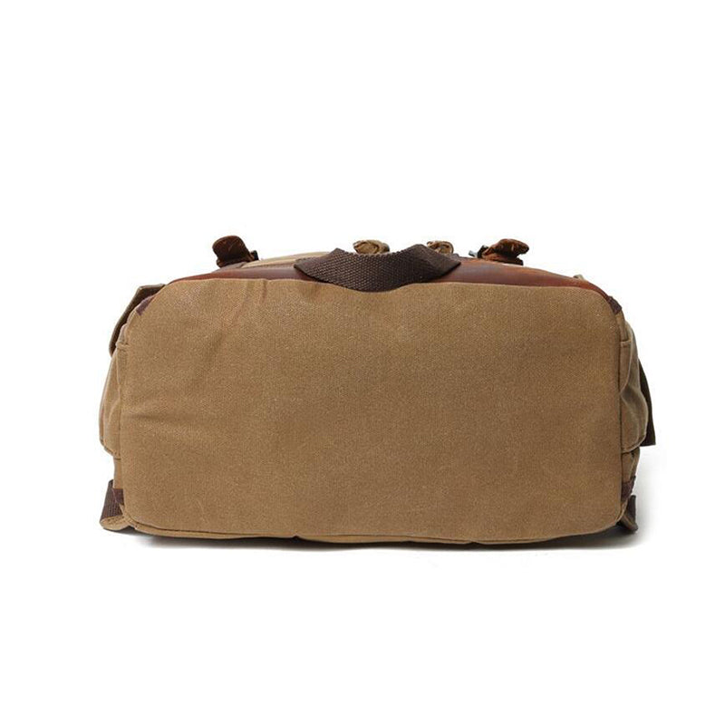 Waxed Canvas Laptop Backpack Flap Cover Canvas Travel Backpack Waterproof Canvas School Backpack Outdoor Backpack RockCow Leather Studio