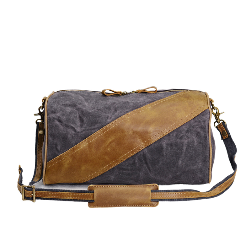 Waxed Canvas Messenger Bag Full Grain Leather And Canvas Crossbody Bag Canvas Shoulder Bag Gift for Men Him RockCow Leather Studio