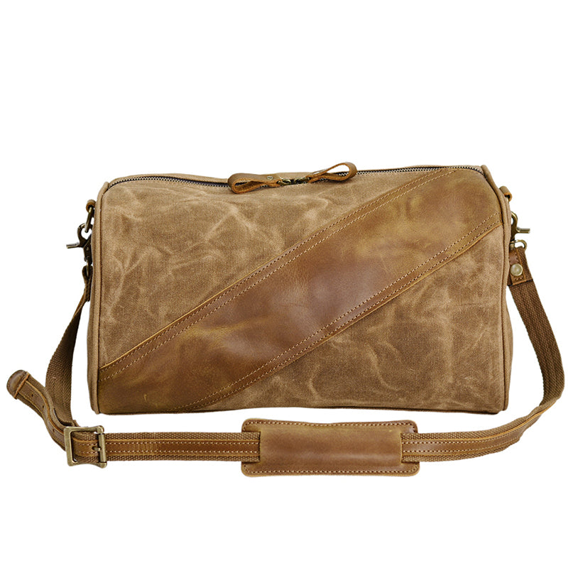 Waxed Canvas Messenger Bag Full Grain Leather And Canvas Crossbody Bag Canvas Shoulder Bag Gift for Men Him RockCow Leather Studio