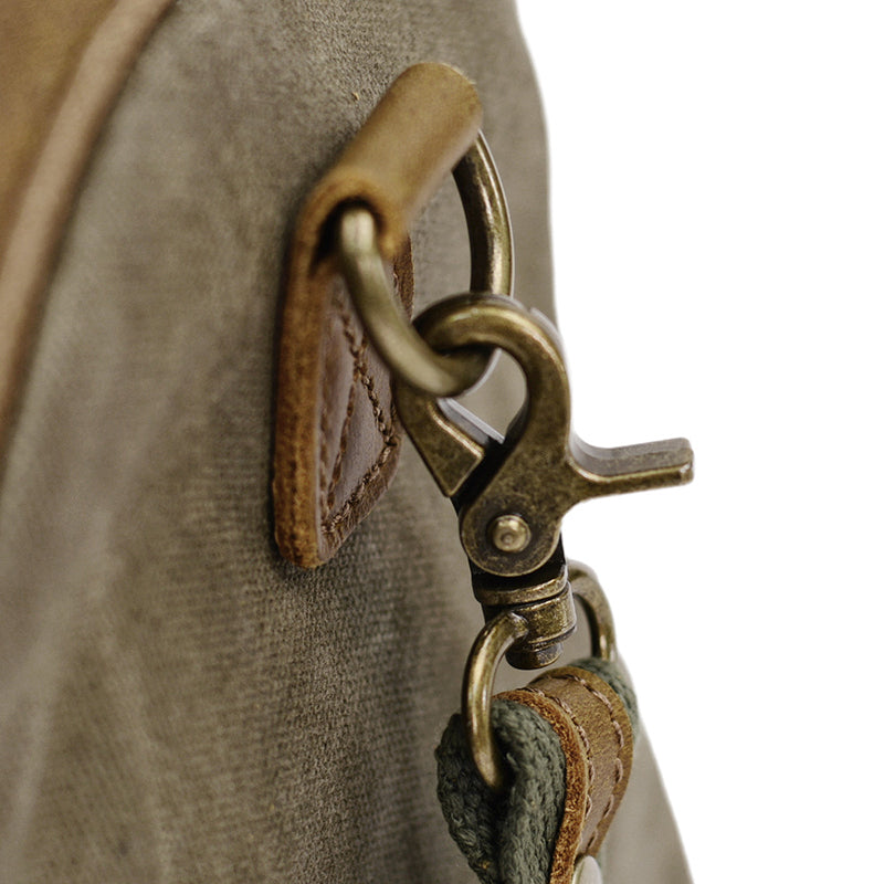 Waxed Canvas Messenger Bag Full Grain Leather And Canvas Crossbody Bag Canvas Shoulder Bag Gift for Men Him RockCow Leather Studio