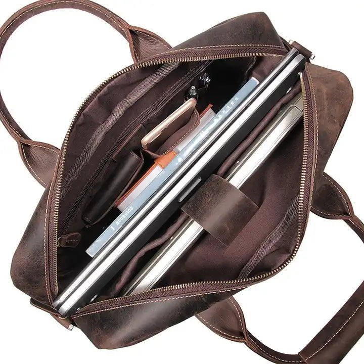 The Welch Briefcase | Vintage Leather Messenger Bag STEEL HORSE LEATHER