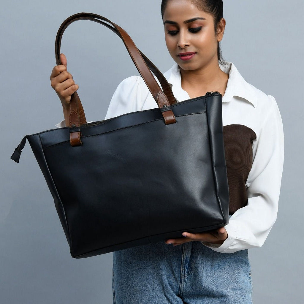 Portland Leather Tote with Zipper Classy Leather Bags