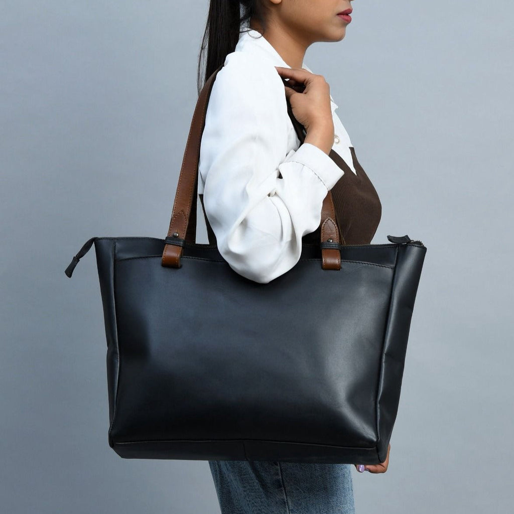 Portland Leather Tote with Zipper Classy Leather Bags