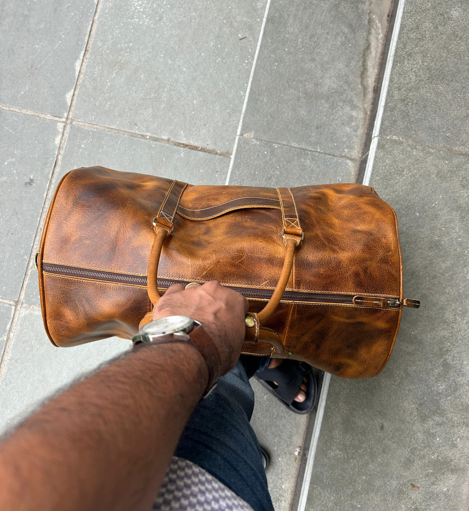 Roosevelt Full Grain Buffalo Leather Duffle Classy Leather Bags
