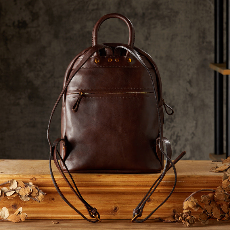 Women Vintage Genuine Leather Backpack, Designer Leather Backpack Purse, Women's Leather Backpack for School RockCow Leather Studio