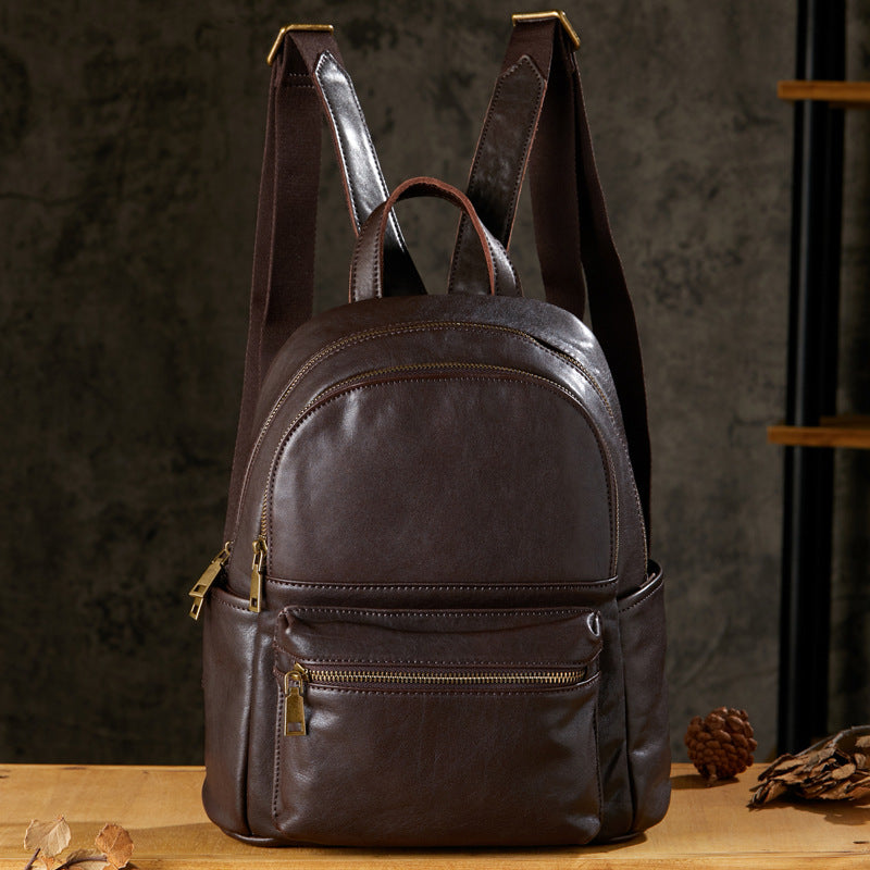 Women's Full Grain Leather Backpack Genuine Leather College Bag for Work or Travel RockCow Leather Studio