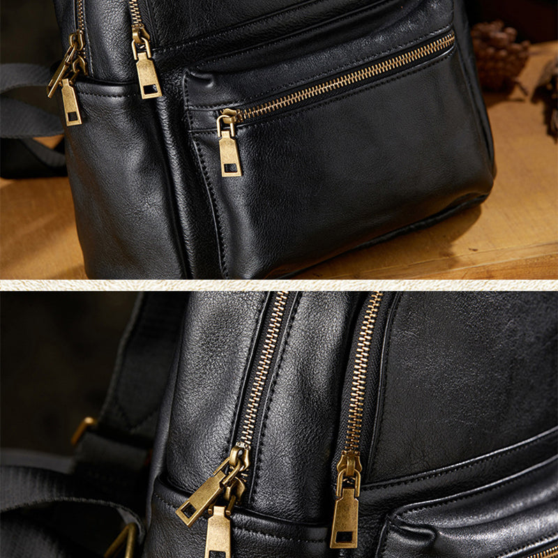 Women's Full Grain Leather Backpack Genuine Leather College Bag for Work or Travel RockCow Leather Studio