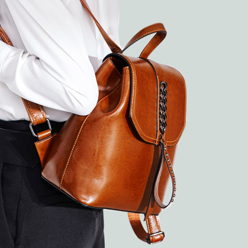 Women's Top Grain Leather Backpack, Leather Rucksack for Women, Lady Backpack Stylish Casual Backpack RockCow Leather Studio