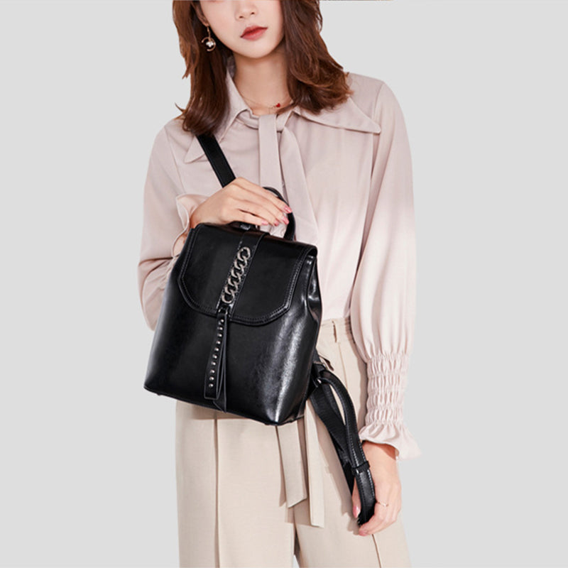 Women's Top Grain Leather Backpack, Leather Rucksack for Women, Lady Backpack Stylish Casual Backpack RockCow Leather Studio