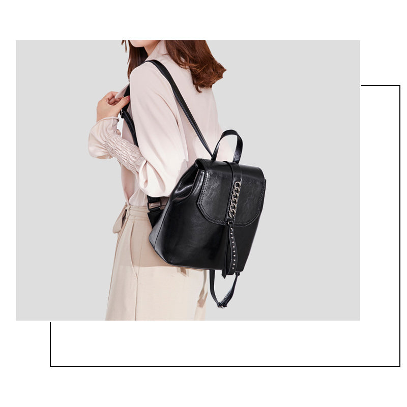 Women's Top Grain Leather Backpack, Leather Rucksack for Women, Lady Backpack Stylish Casual Backpack RockCow Leather Studio