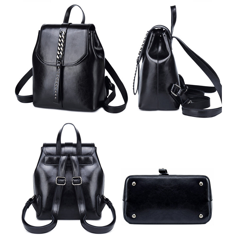 Women's Top Grain Leather Backpack, Leather Rucksack for Women, Lady Backpack Stylish Casual Backpack RockCow Leather Studio