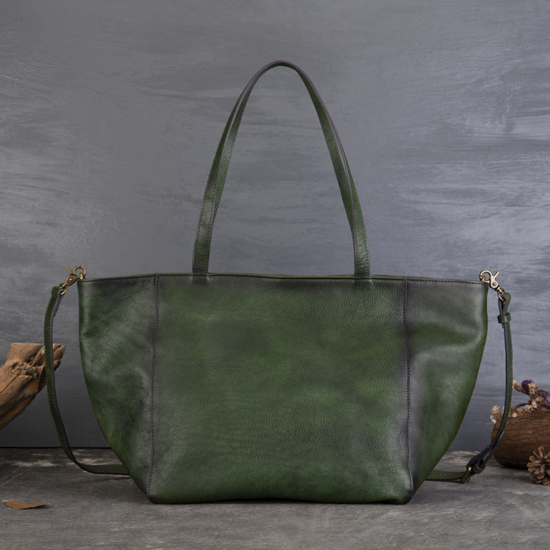 Womens Large Leather Tote Bag Retro Leather Shoulder Bag Shopping Tote Bag RockCow Leather Studio